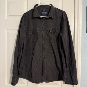 American Rag Vintage Y2K Charcoal Grah Denim Snap Button-Up Shirt